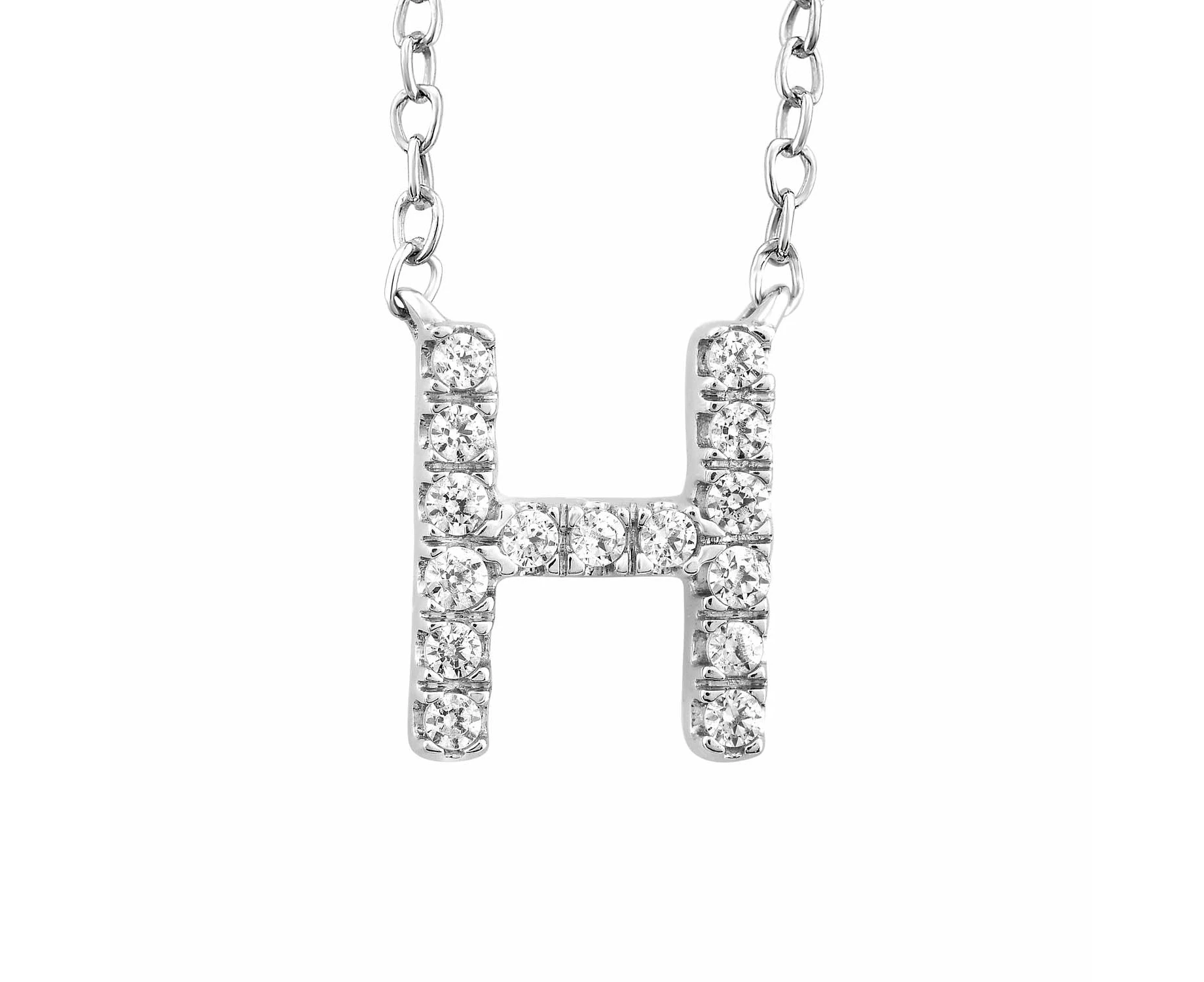 Initial 'H' Necklace with 0.09ct Diamonds in 9K White Gold