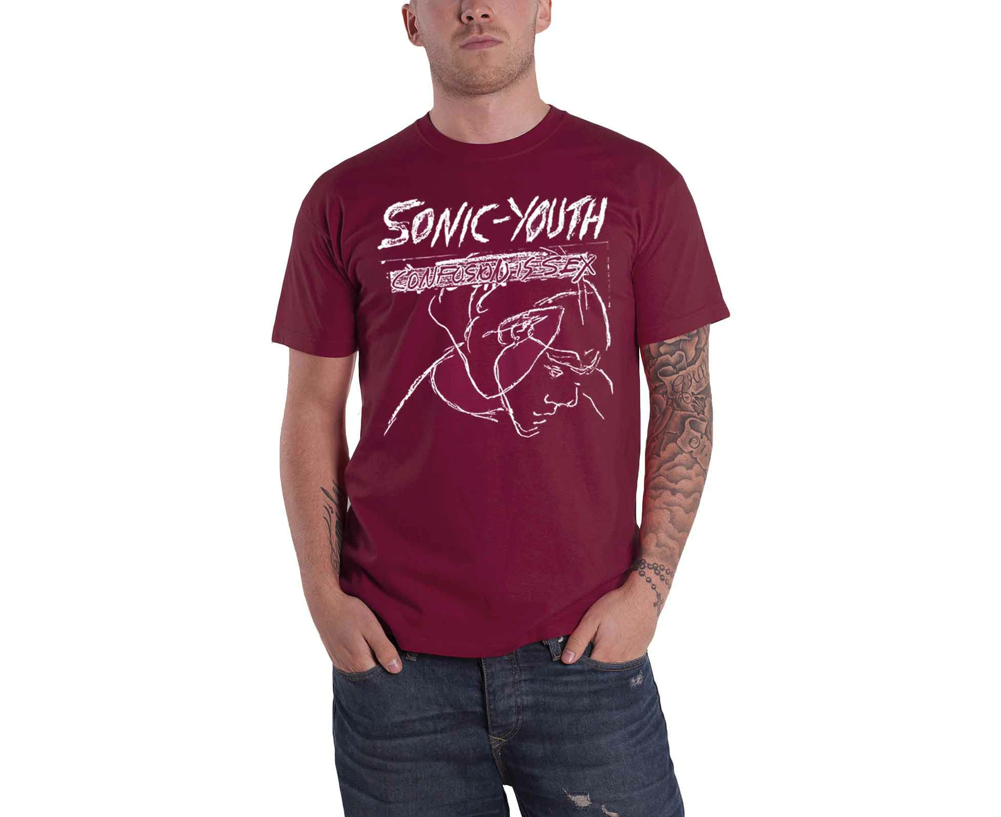 Sonic Youth T Shirt Confusion Is Sex Album Band Logo  Official Mens - Red