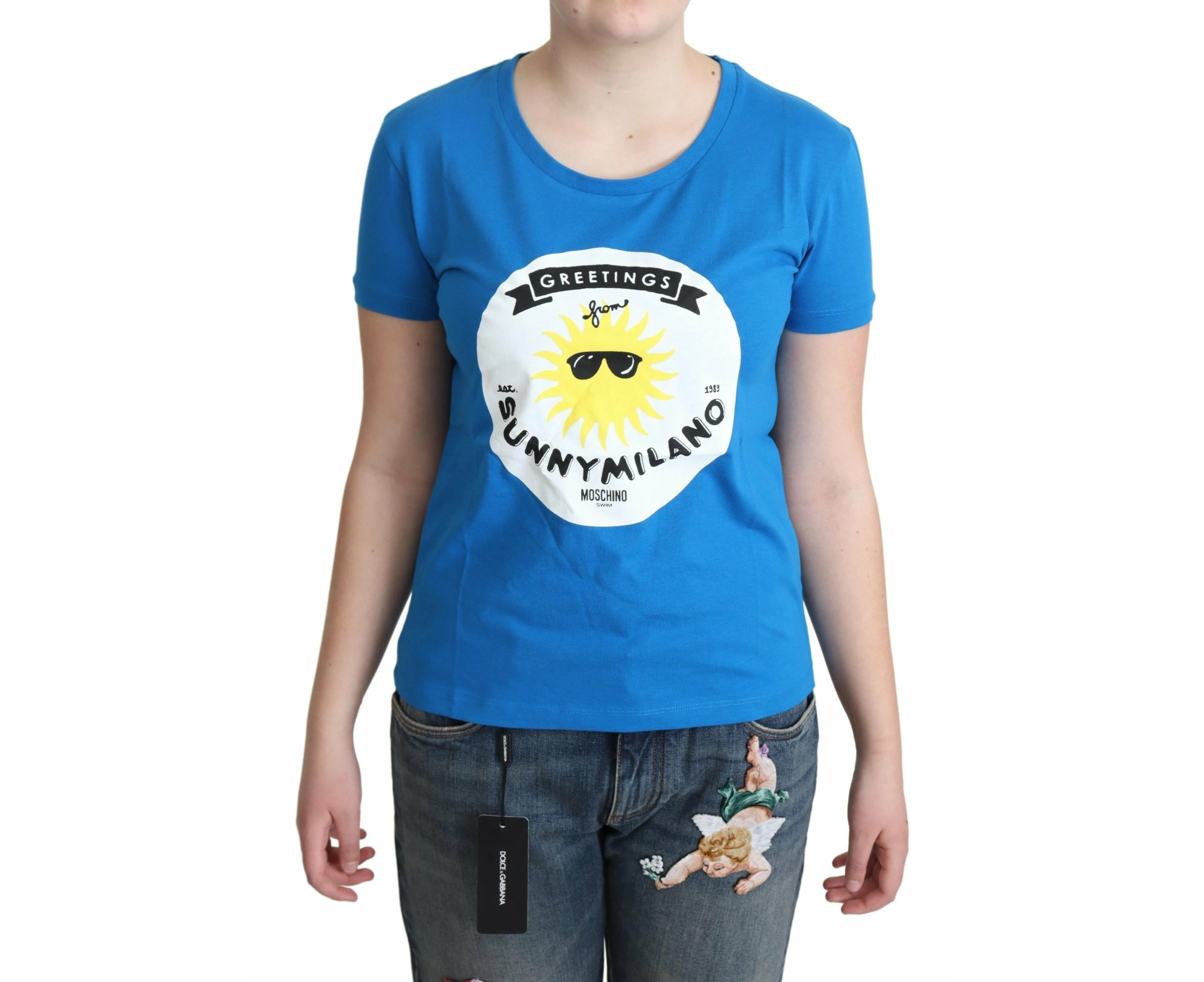 Sunny Milano Print Cotton T-shirt - Blue