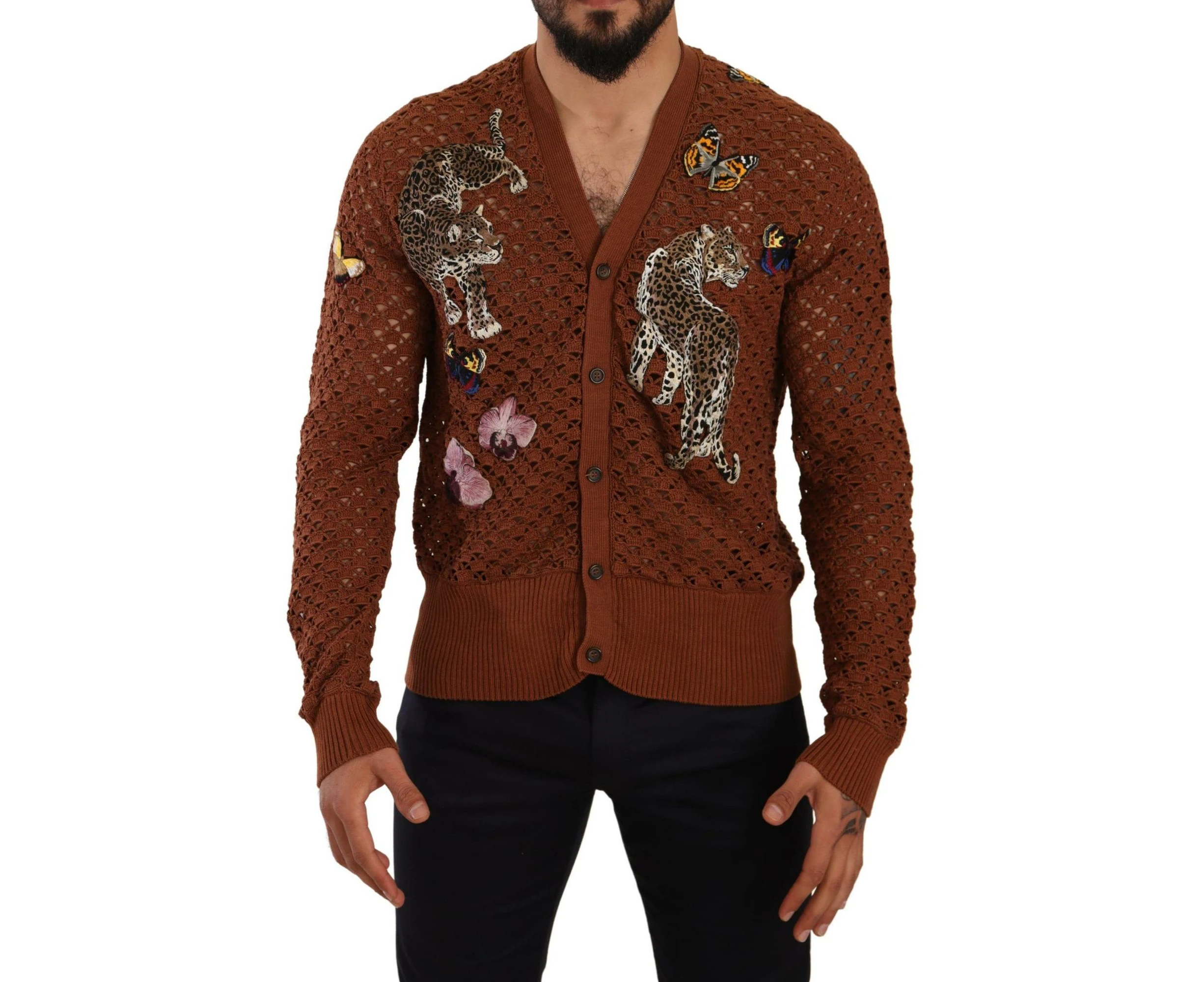 Brown Leopard Butterfly Cardigan Sweater