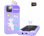 Kids Smart Phone for Girls with Holographic Pyramid, 32G Card Christmas Birthday Gifts for Kids Toys Cell Phone, 2.8" Touchscreen Learning Play Toy -Purple