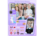 Kids Smart Phone for Girls with Holographic Pyramid, 32G Card Christmas Birthday Gifts for Kids Toys Cell Phone, 2.8" Touchscreen Learning Play Toy -Purple