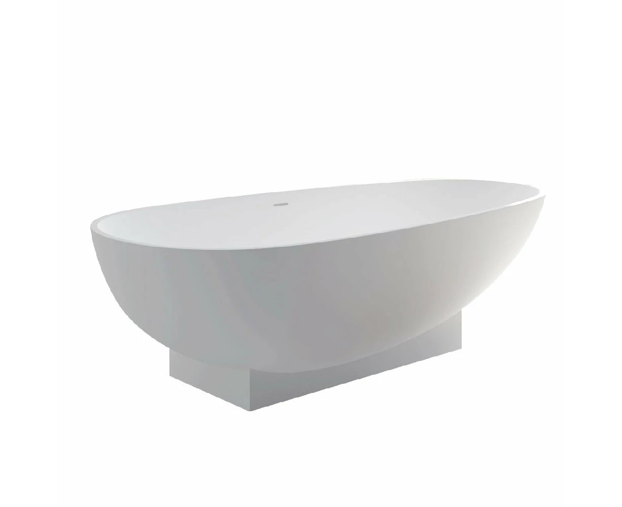 Fienza Lagoona Cast Stone Solid Surface Bath 1810mm With Overflow Matte White ST04