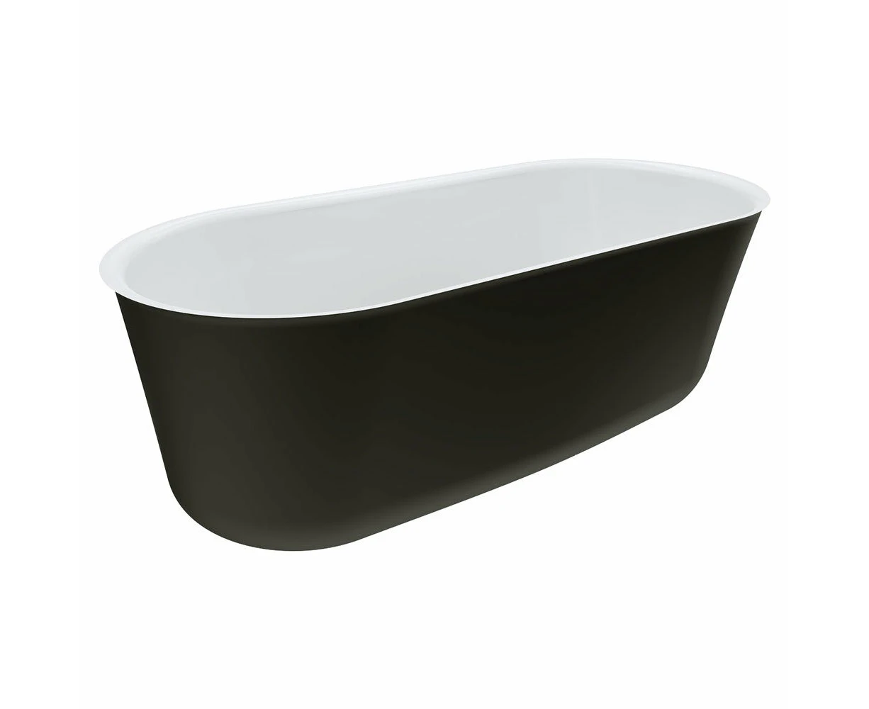 Fienza Windsor Acrylic Freestanding Bath 1700mm Matte Black with Gloss White Interior FR72-1700B