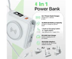 10000mAh 20W Universal 4 in 1 Travel Power Bank Wireless for Magsafe Battery Pack, Power Pack with Built in Cable - Portable Fast Charging Adapter -White