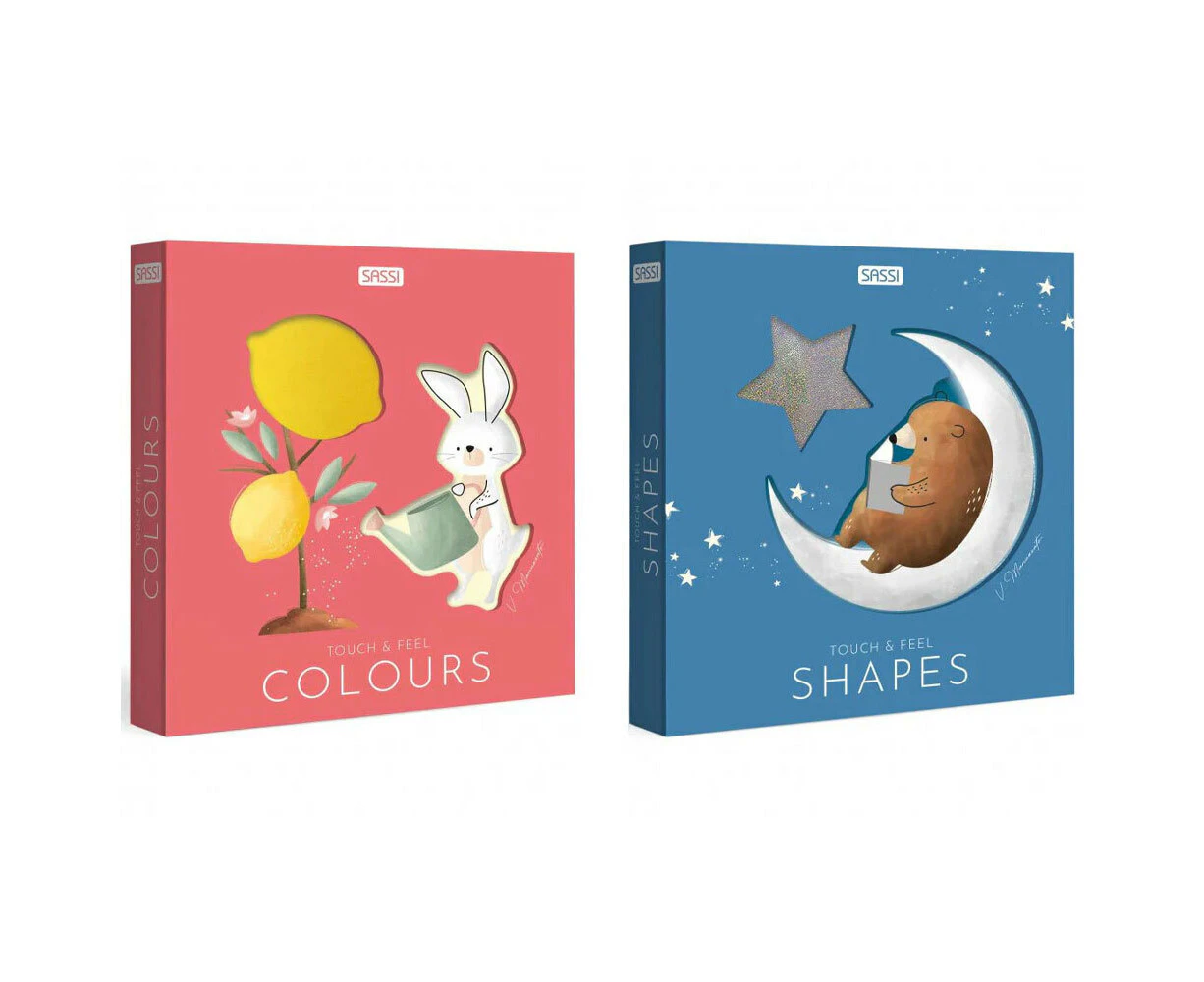 2pc Sassi Touch & Feel Colours and Touch & Feel Shapes Kids Pocket Book Set