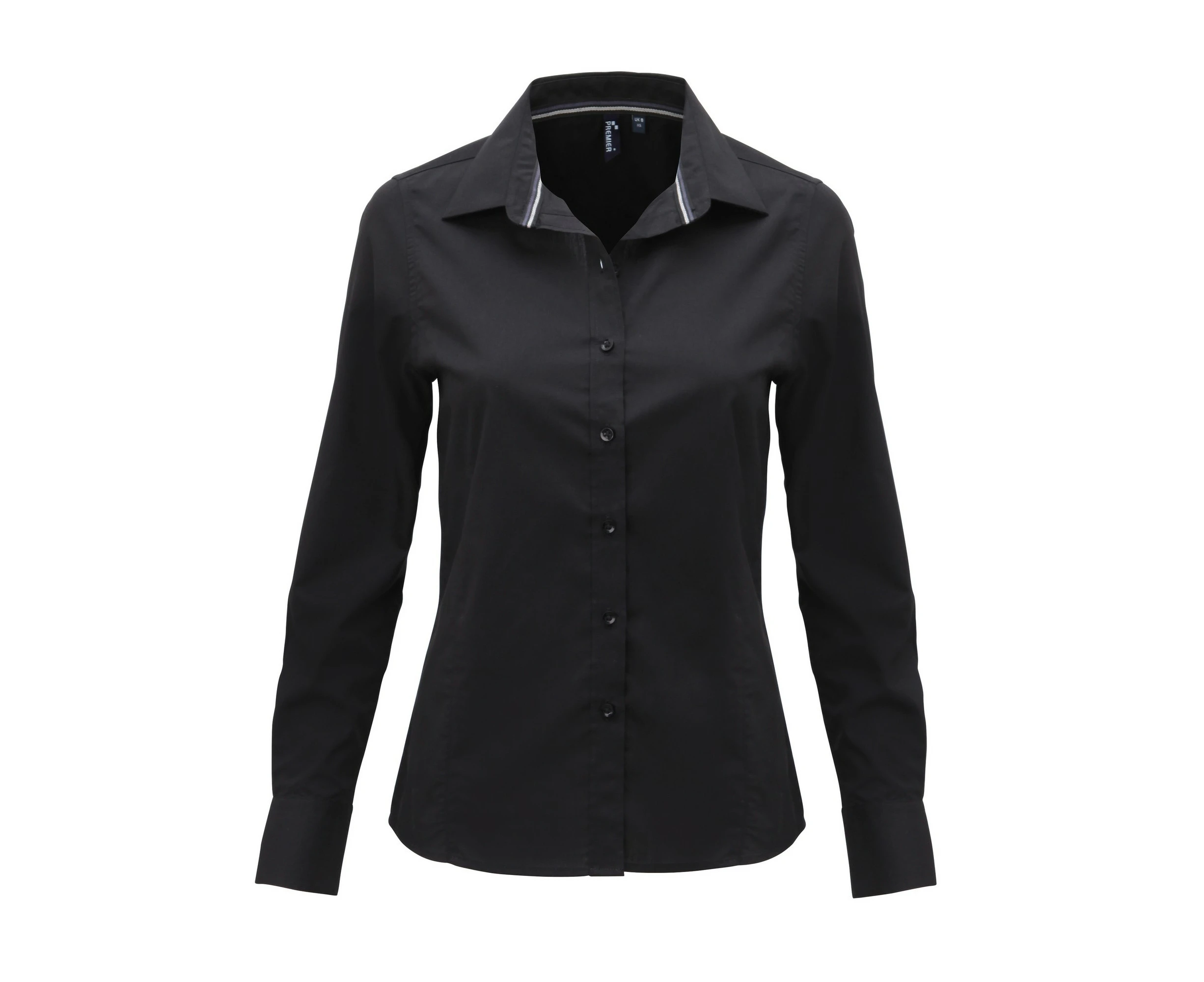 Premier Womens Long Sleeve Fitted Friday Shirt (Black) - RW5525