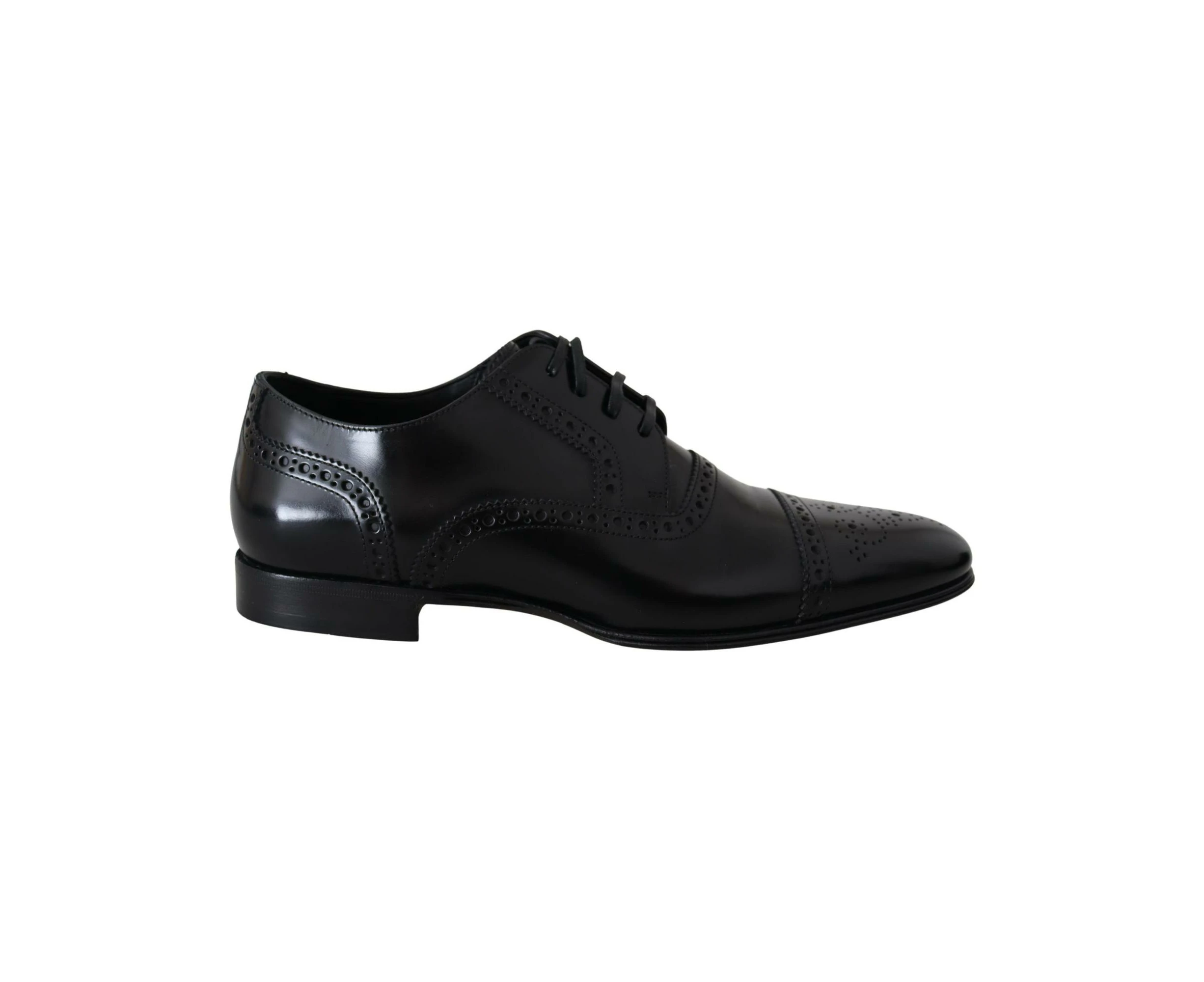 Dolce & Gabbana Black Leather Men Derby Formal Loafers Shoes