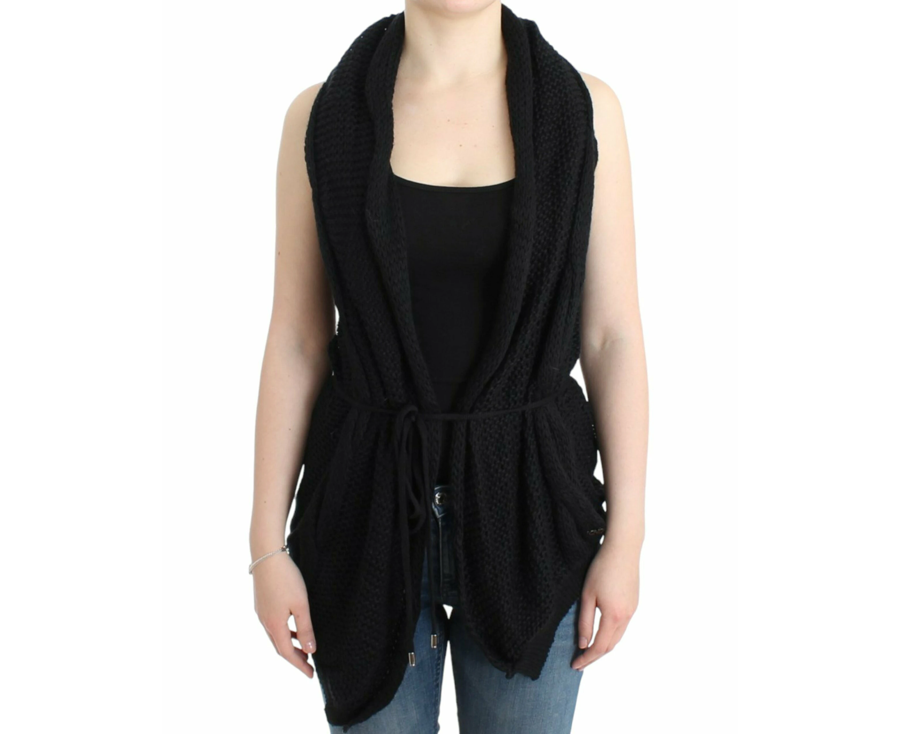 Costume National Black sleeveless knitted cardigan