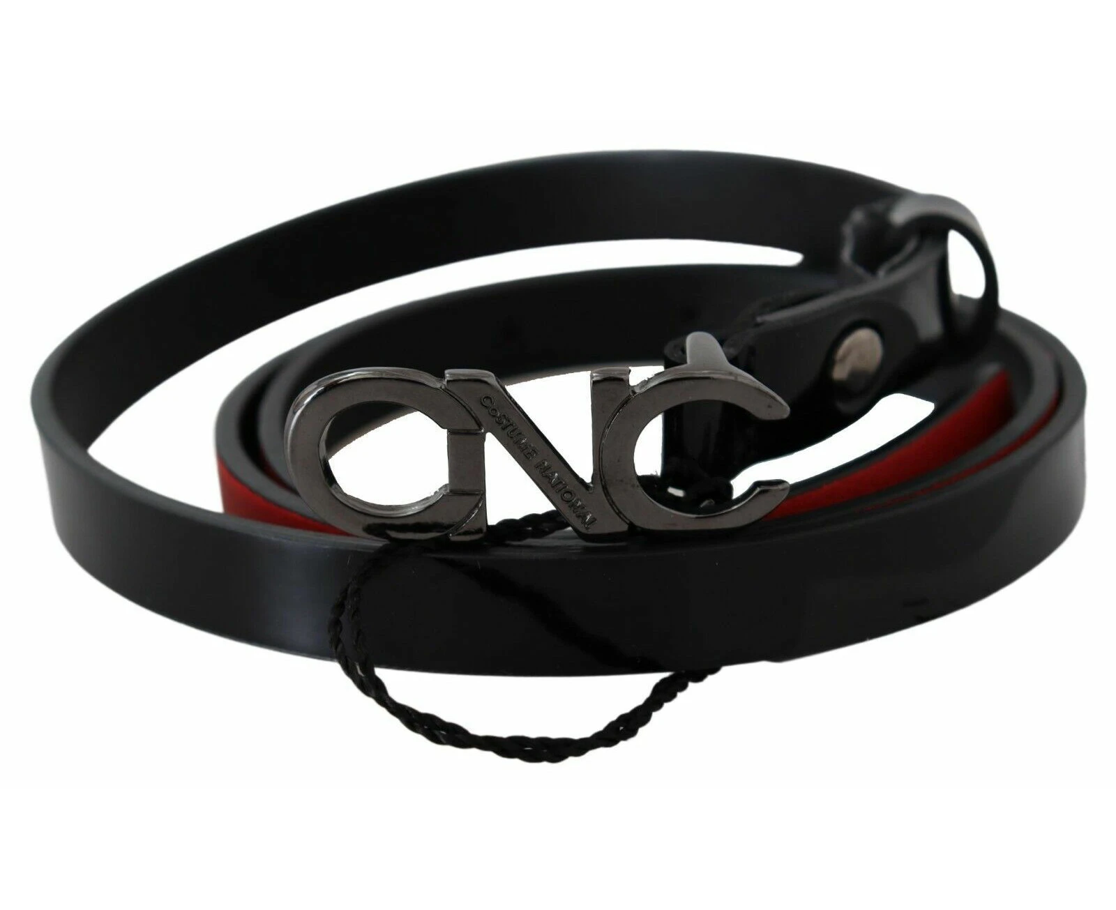 CNC Costume National Leather Logo Belt - Black