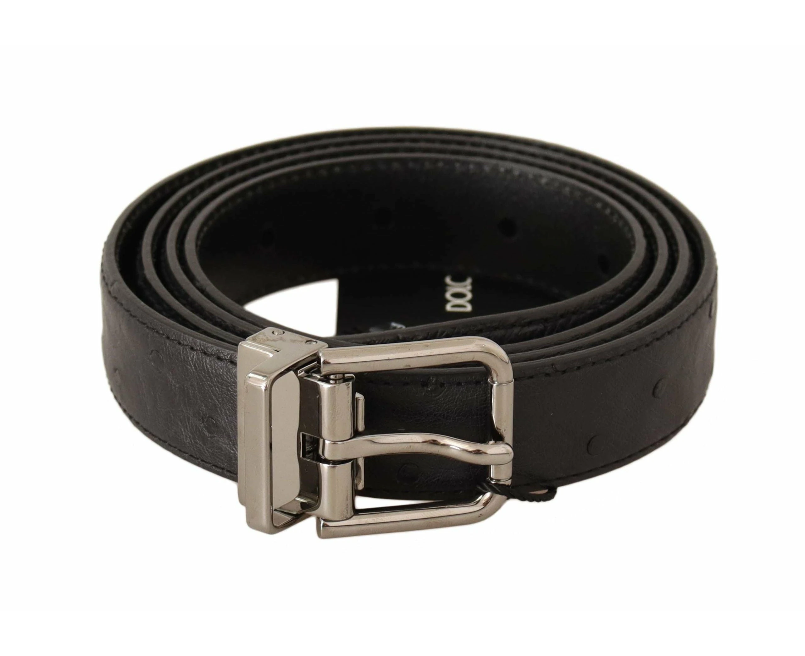 Dolce & Gabbana Elegant Black Leather Belt with Silver Buckle