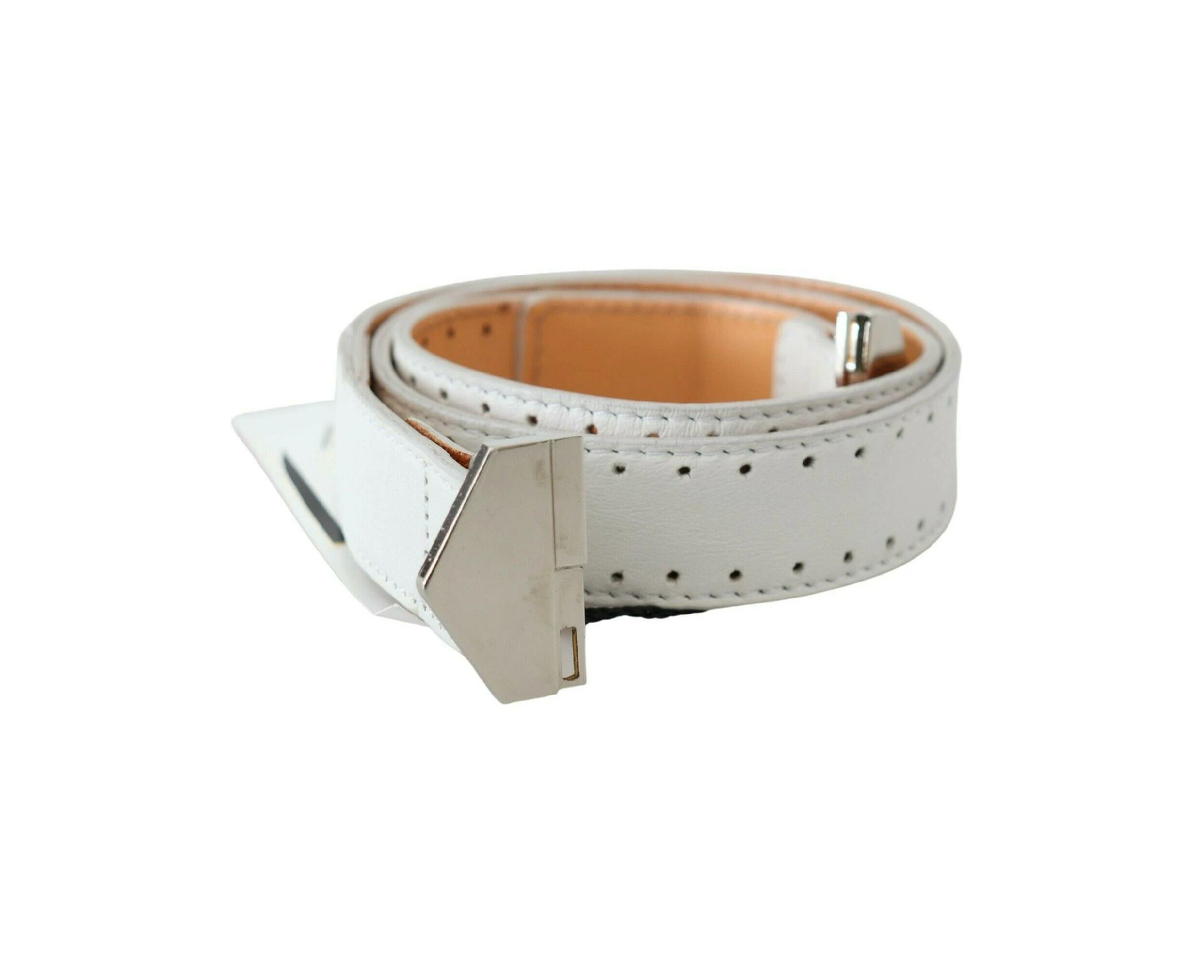 Classic Leather Belt with Silver-tone Hardware - GF Ferre 85 cm Women