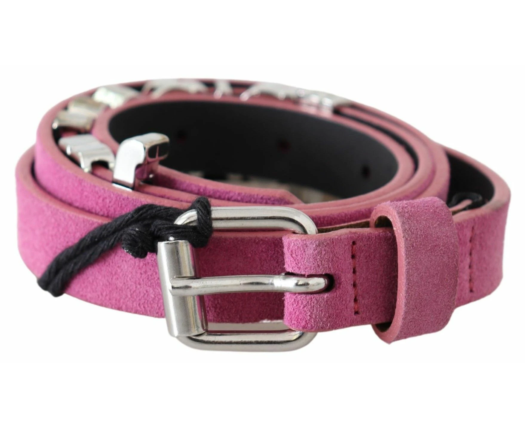 Just Cavalli Pink Silver Chrome Metal Buckle Waist Belt