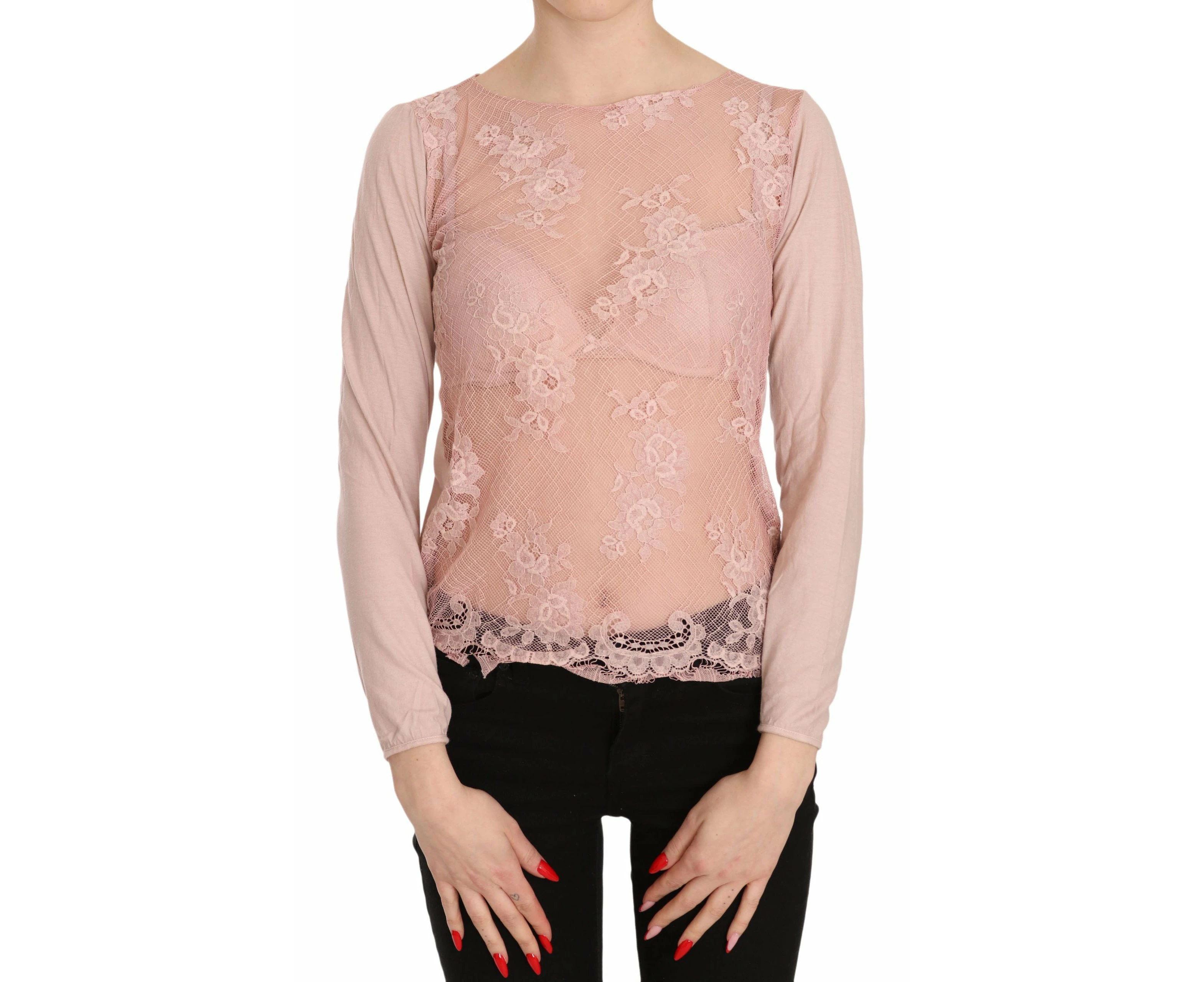 PINK MEMORIES Chic Pink See-Through Cotton Blouse