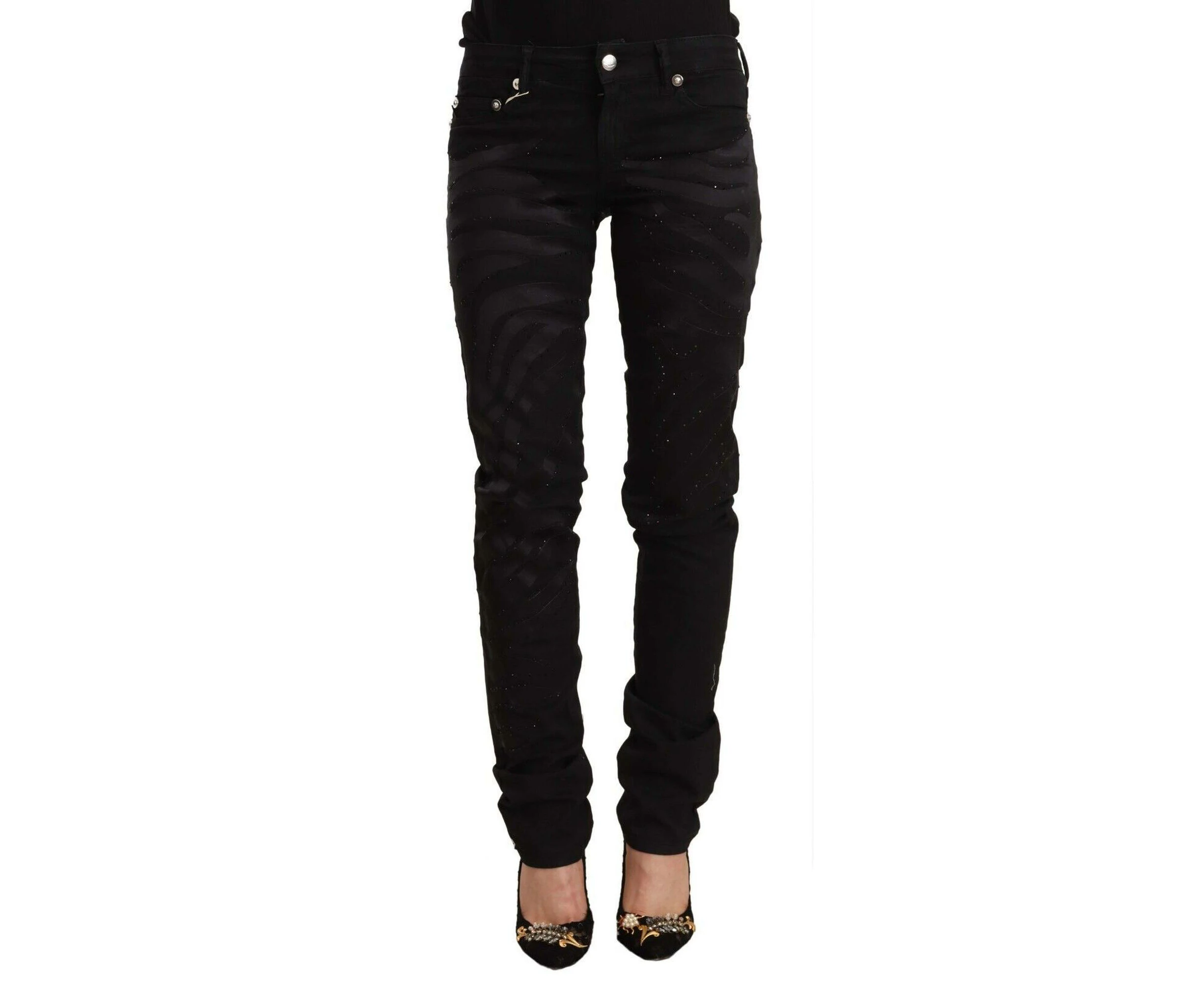 Slim Fit Mid Waist Just Cavalli Jeans - Black