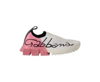 Dolce & Gabbana Elegant Sorrento Slip-On Sneakers in White & Pink