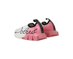 Dolce & Gabbana Elegant Sorrento Slip-On Sneakers in White & Pink