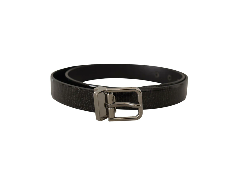 Dolce & Gabbana Elegant Black Leather Belt with Silver Buckle