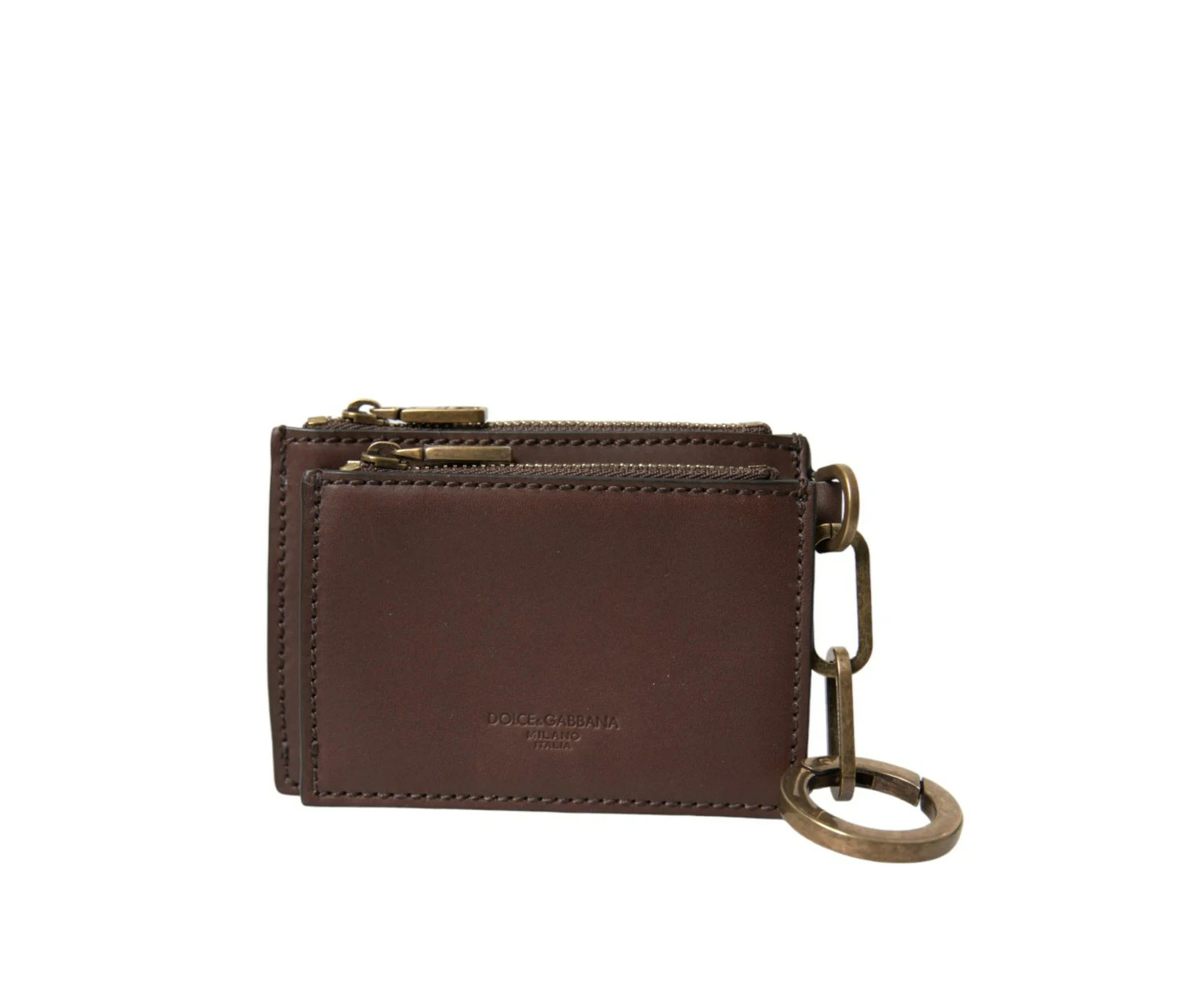 Dolce & Gabbana Elegant Brown Leather Coin Purse Wallet