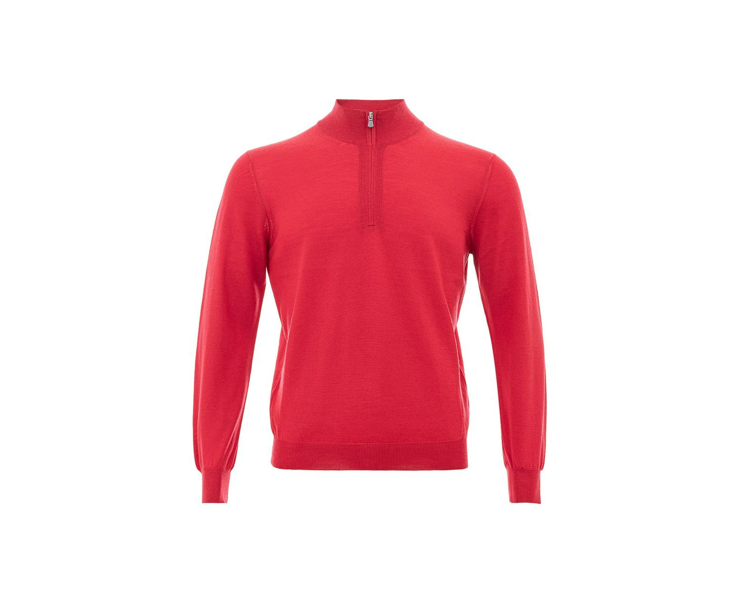 Luxurious Italian Wool T-Shirt in Bold Crimson