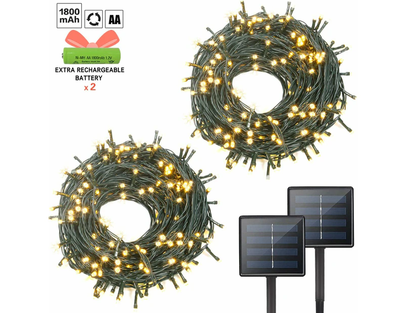 2Pack Each 72Ft 200Led Solar Lights Outdoor, Upgraded Super Bright Solar String Lights Outdoor Waterproof, 8 Modes Solar Christmas Lights For Wedding Patio