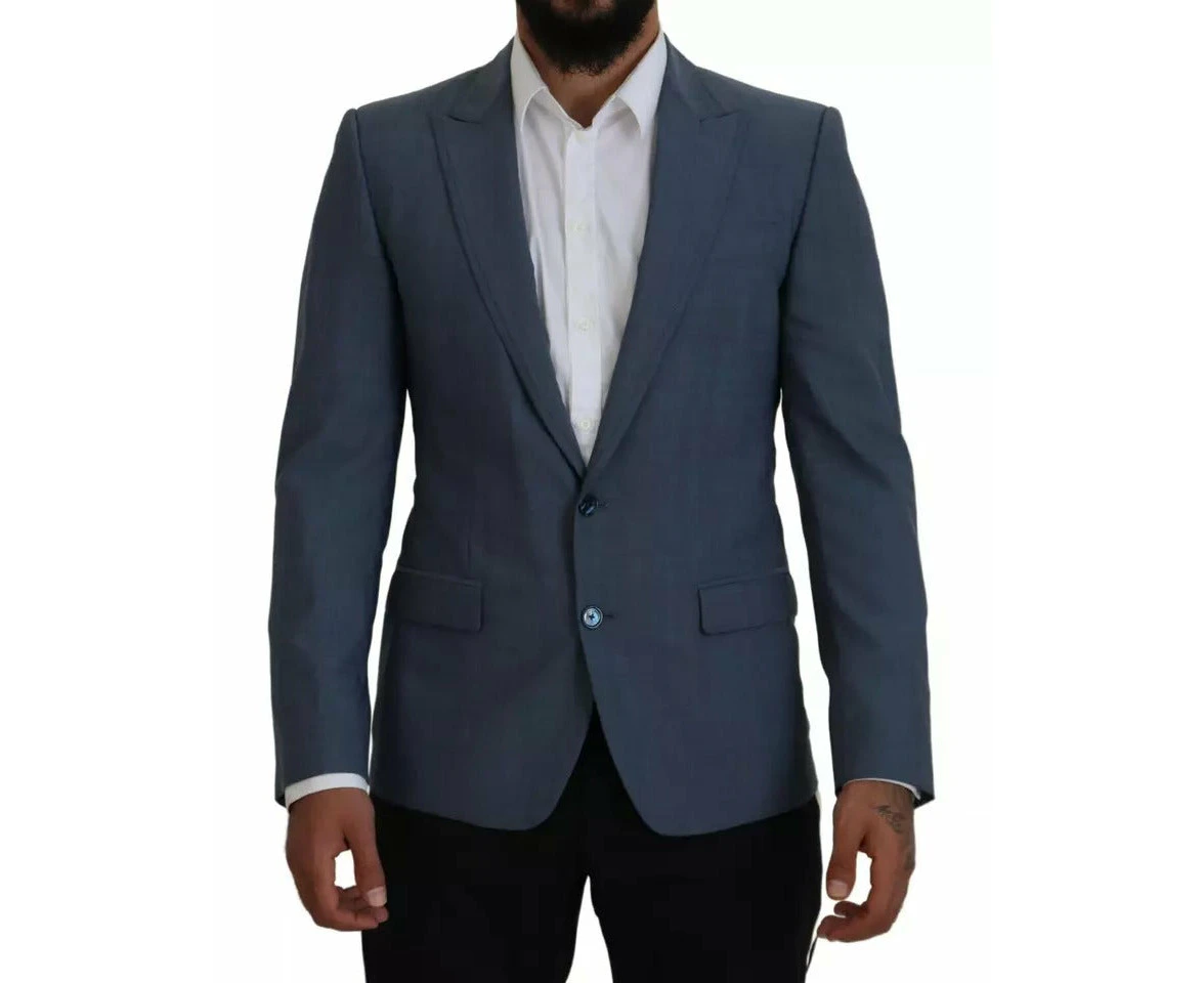 Dolce & Gabbana Blue Wool Stretch Slim Fit Jacket Blazer