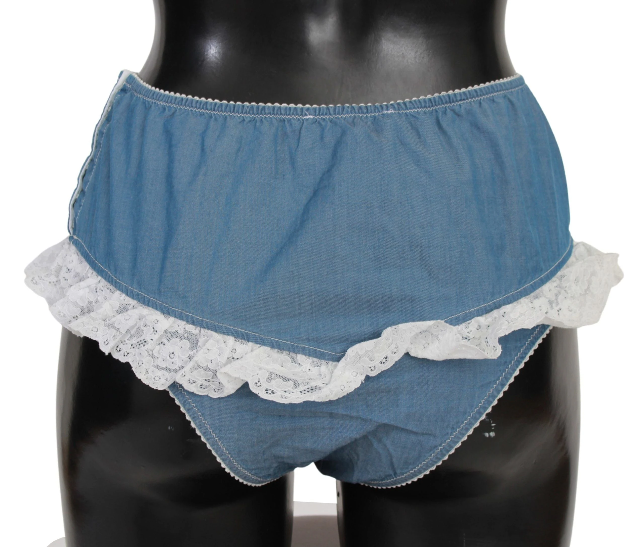 Ermanno Scervino Blue Cotton Lace Slip Denim Bottom Underwear