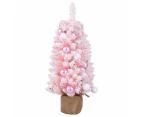 Costway 90cm Snow Flocked Christmas Tree Mini Tabletop Xmas Decoration w/Natural Cotton Balls