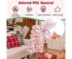 Costway 90cm Snow Flocked Christmas Tree Mini Tabletop Xmas Decoration w/Natural Cotton Balls