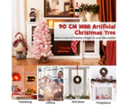 Costway 90cm Snow Flocked Christmas Tree Mini Tabletop Xmas Decoration w/Natural Cotton Balls