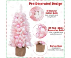 Costway 90cm Snow Flocked Christmas Tree Mini Tabletop Xmas Decoration w/Natural Cotton Balls