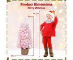 Costway 90cm Snow Flocked Christmas Tree Mini Tabletop Xmas Decoration w/Natural Cotton Balls