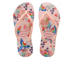 Havaianas Women's Slim Floral Tropical Birds Thongs - Ballet Rose