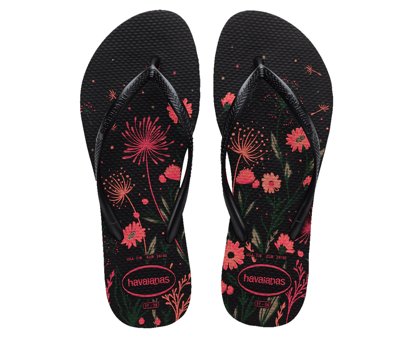 Havaianas Women's Slim Organic Thongs - Black/Pink