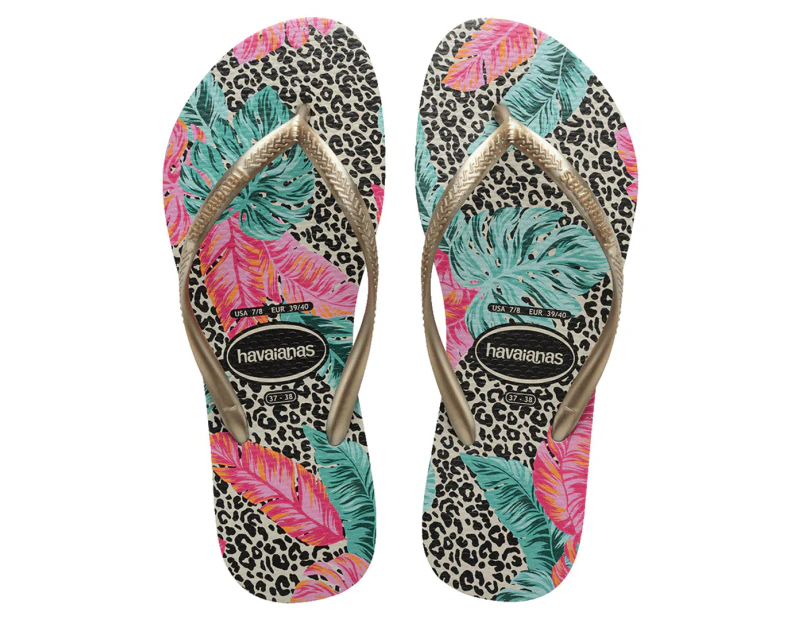 Havaianas Women's Slim Floral Jessica Thongs - Sand/Grey