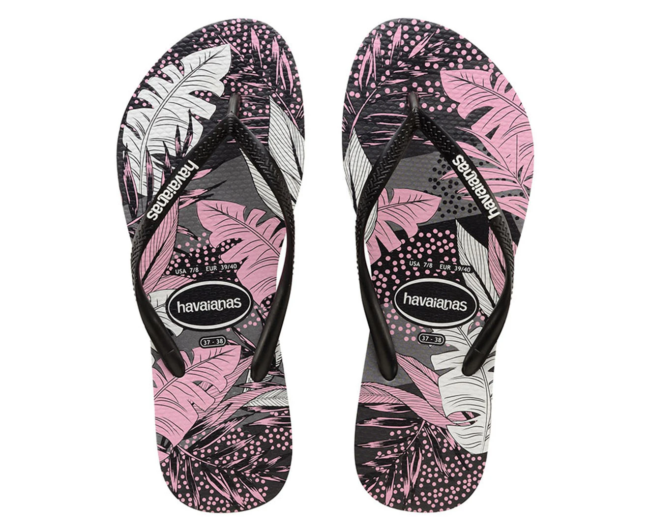 Havaianas Women's Slim Surf Floral Thongs - Black/White/Grey