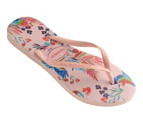 Havaianas Women's Slim Floral Tropical Birds Thongs - Ballet Rose