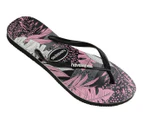 Havaianas Women's Slim Surf Floral Thongs - Black/White/Grey