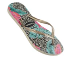 Havaianas Women's Slim Floral Jessica Thongs - Sand/Grey