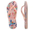 Havaianas Women's Slim Floral Tropical Birds Thongs - Ballet Rose