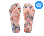 Havaianas Women's Slim Floral Tropical Birds Thongs - Ballet Rose