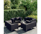 9 Piece Garden Lounge Set with Cushions Poly Rattan Dark Grey