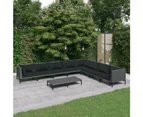 9 Piece Garden Lounge Set with Cushions Poly Rattan Dark Grey