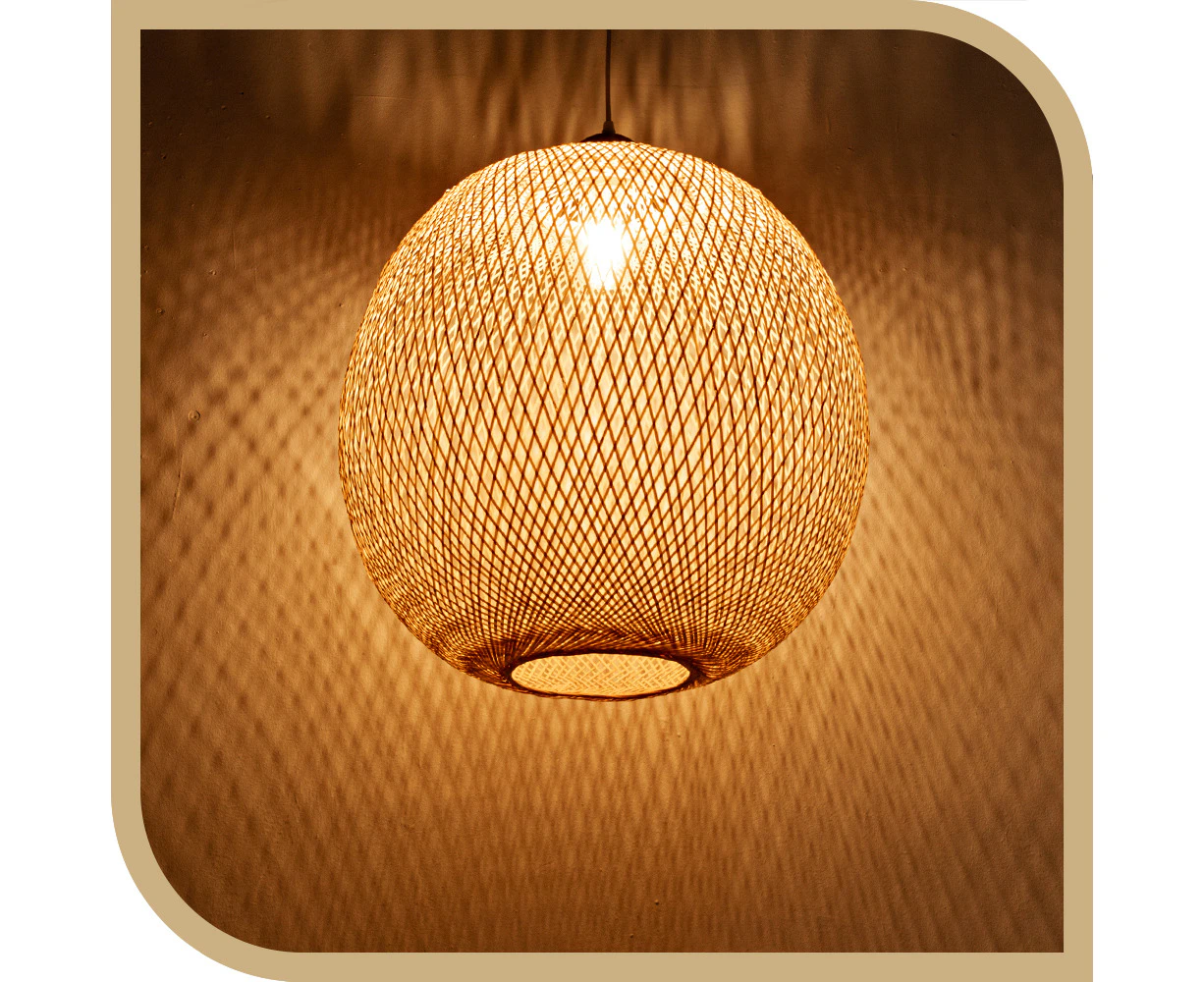 Krear Bamboo Pendant Light 55x55cm Handwoven Pendant Lamp Hanging Lamp Hanging Lights for Bedroom