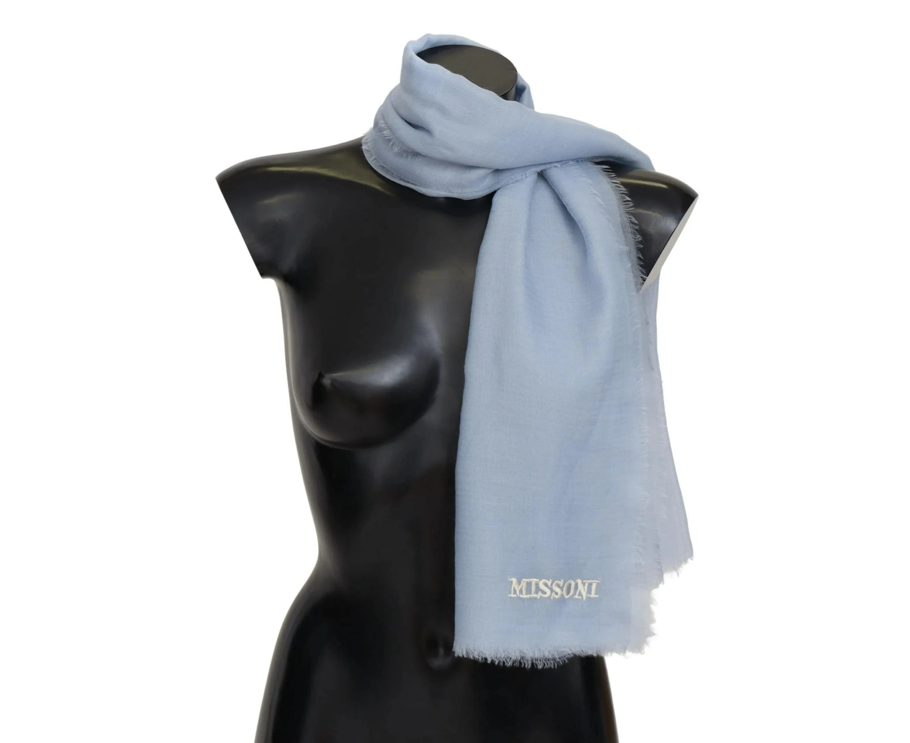 Missoni Light Blue Cashmere Unisex Neck Wrap Scarf