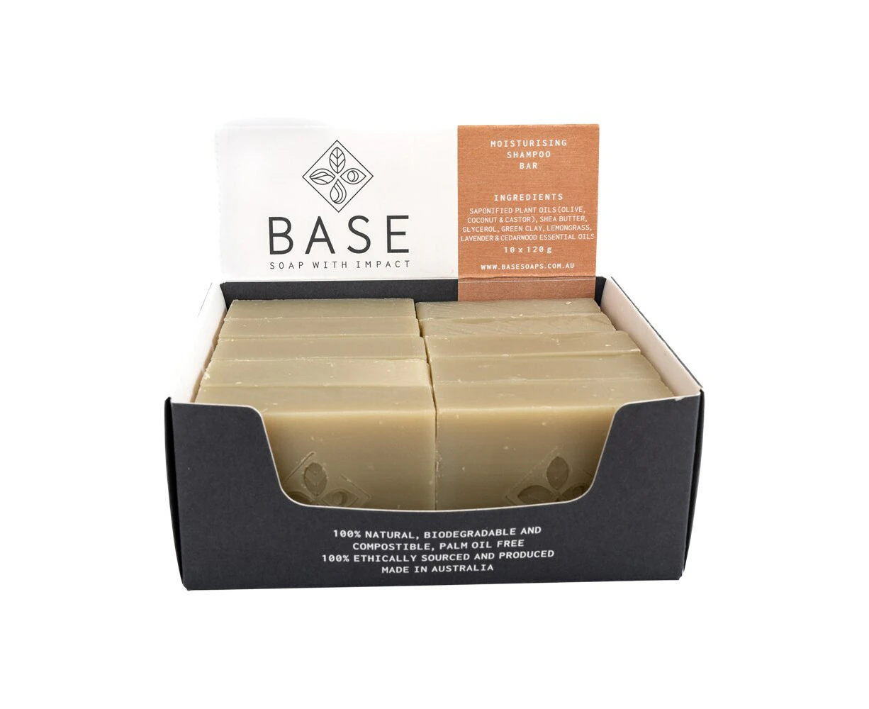 Base (Soap With Impact) Bar Moisturising Shampoo (For Dry Hair) (Raw Bar) 120g x 10 Pack