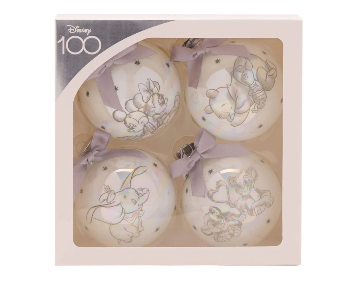 Disney 100 Christmas Baubles 4 Piece Set