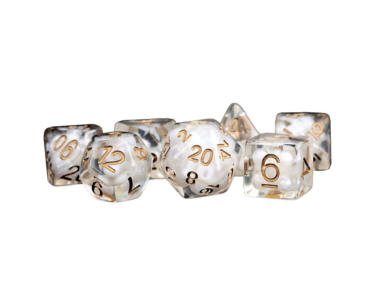 MDG Metallic Dice Games Pearl Resin With Copper Numbers 7 - Die Polyhedral Dice Set