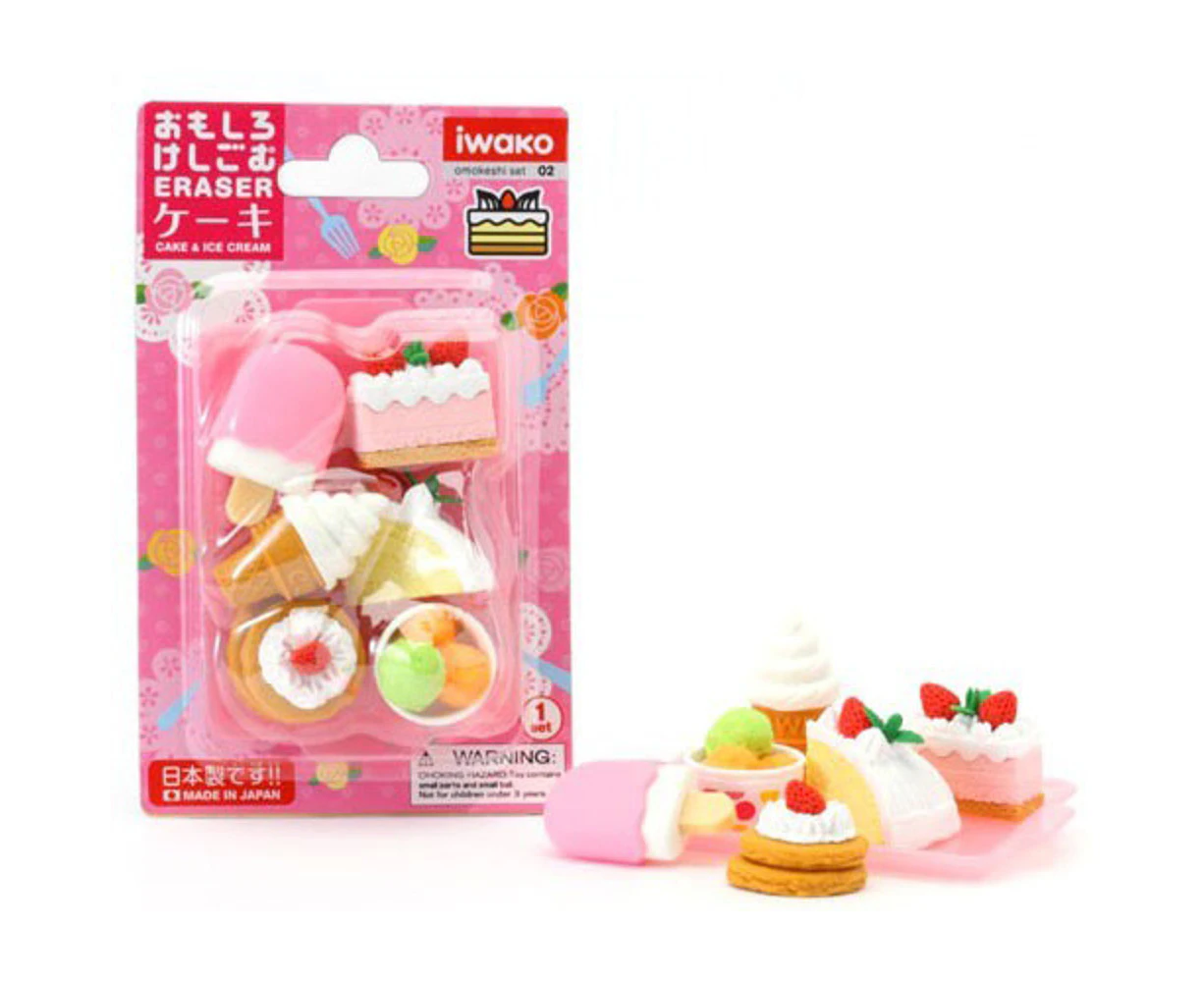 Iwako Cake and Ice Cream Puzzle Eraser Set