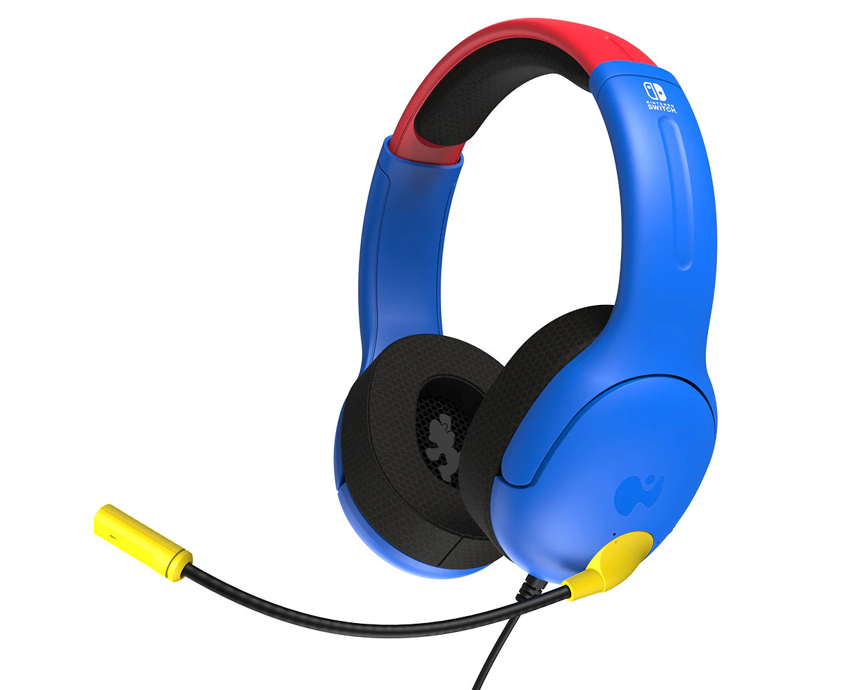 PDP Airlite Wired Headset for Nintendo Switch (Red and Blue Super Mario)